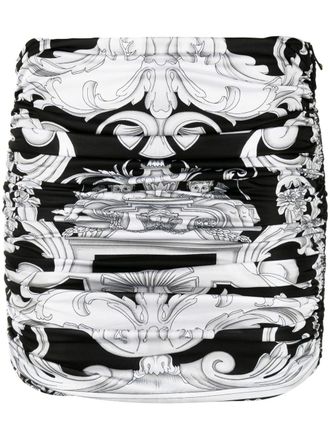 Versace Baroque-print mini skirt - women - Viscose/Viscose - 40 - Black