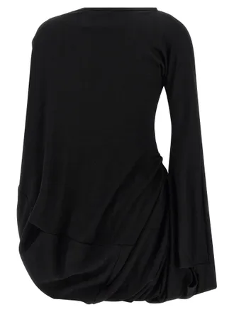 Junya Watanabe Asymmetrical Draped Wool Blouse - Black