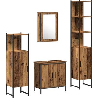 vidaXL Vidaxl - Juego De Muebles De Ba&ntilde;o 4 Pcs Marr&oacute;n 33 X 33 X 185.5 Cm