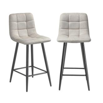 Calicosy Taburetes acolchados en lote de 2 en tejido jaspeado h94 cm - beige