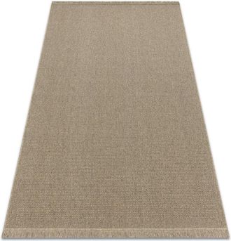 RugsX Rugsx - Wool carpet villa 8986/69500 Plain sizal, flat-woven dark beige beige 80x150 cm