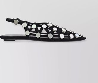 The Attico leather rhinestone-embellished slingback ballerina shoes