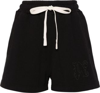 Palm Angels Black Black Logo Embriodered Shorts