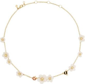 Kate Spade New York summer daze pav&eacute; crystal bug & flower scatter necklace in White at Nordstrom