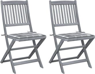 vidaXL Vidaxl - Sillas de jardín plegables 2 uds madera maciza acacia y cojines