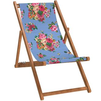 Vent de Boh&egrave;me Silla plegable de haya con estampado floral azul