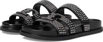 Tory Burch Ines Stud Sport Slide Womens Sandals Perfect Black/Silver : 10.5 M, Leather
