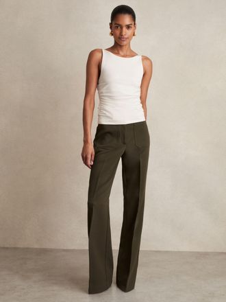 Reiss White Ruched Jersey Cowl Back Vest, XS