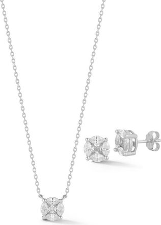 Glaze Jewelry Cubic Zirconia Pendant Necklace & Stud Earrings Set in Silver at Nordstrom Rack