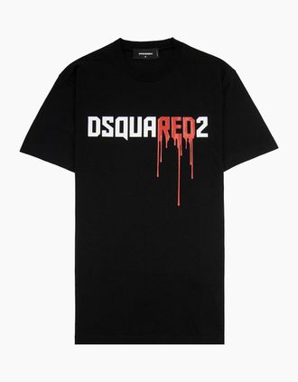 Dsquared2 Mens Dsquared2 Bloody Red Logo Cool Fit T Shirt Black 900 - Size: 38