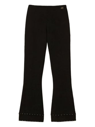 Twin-Set rhinestone-embellished flared trousers - women - Viscose/Polyamide/Polyester - L - Black