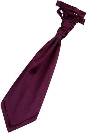 DQT Men Pre-Tied Plain Satin Wedding Scrunchie Cravat - Plum