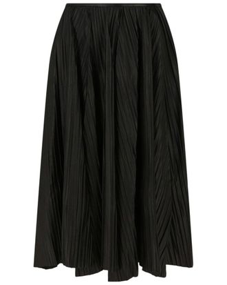 Ferragamo Pleated Leather Midi Skirt
