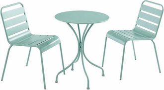 VENTE-UNIQUE.COM Conjunto de mesa y sillas para jard&iacute;n acero verde almendra