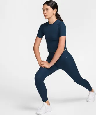 Nike Womens Zenvy Rib High-Waisted 7/8 Leggings in Blue | HF1443-478