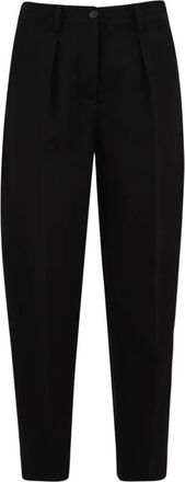 Aspesi Rechtgesneden Broek - Dames - Broeken - Zwart - XS - Wol - Broeken