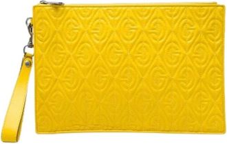 Gucci Pre-owned Quilted Clutch - Dames - Vintage Clutch - Geel - ONE Size - Leer - Vintage