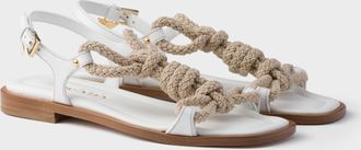 Prada Flat leather and cord sandals