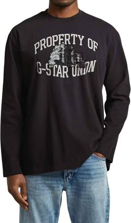 G-Star Sunfaded Bulldog Long Sleeve Graphic T-Shirt In Black