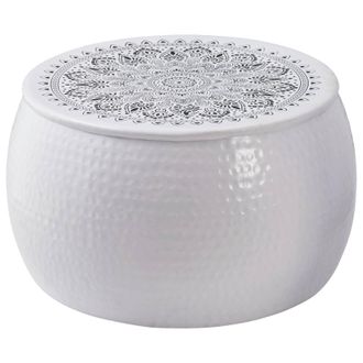 vidaXL Tavolino Da Caff&egrave; Rotondo Martellato Bianco &Oslash; 55 X 55 Cm Vidaxl