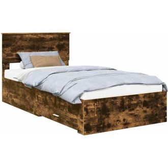 vidaXL Bed Frame with Drawer Smoked Oak 100 x 200 cm Engineered Wood vidaXL