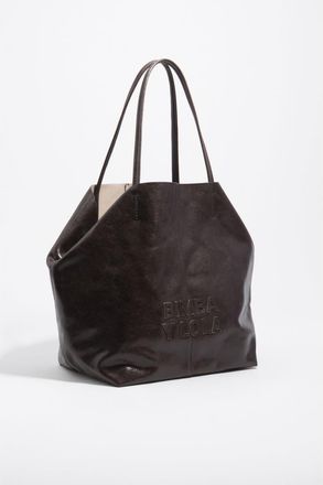 Bimba & Lola Large Dark Leather Shopper Bag in Dark Chocolate at Nordstrom
