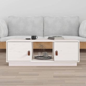 vidaXL Vidaxl - Mesa De Centro De Madera Maciza De Pino Blanco 100x50x35 Cm