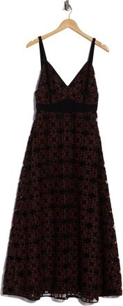 Longchamp Geometric Burnout Empire Waist A-Line Dress in Black/Mahogany Print at Nordstrom Rack, Size 10 Us / 42 Fr