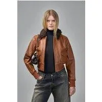 R13 Cropped Shrunken Zip-Up Bomber