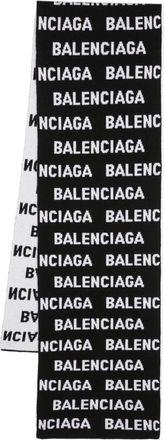 Balenciaga Allover Logo Wool Scarf