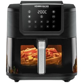Rommelsbacher Frh 1700 Freidora Sencillo 8 L Independiente 1700 W Freidora De Aire Caliente Negro, Acero Inoxidable