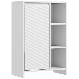 HOMCOM Mobiletto Bagno Con 3 Ripiani Aperti E Armadietto 53x30x80cm Bianco - Homcom