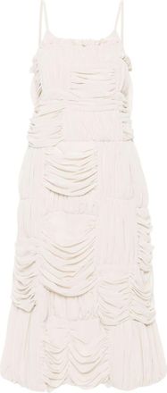 Comme Des Garçons ruched midi dress - women - Polyester - M - Neutrals