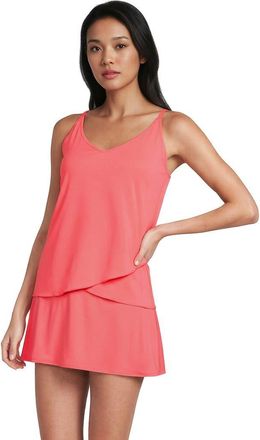 Lands End D-Cup Chlorine Resistant V-Neck Tulip Hem Tankini Swimsuit Top with Adjustable Straps in Wood Lily at Nordstrom, Size X-Large