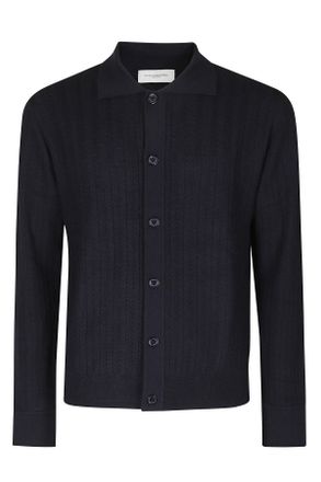 Paolo Pecora Chevron Knit Merino Wool Polo Shirt