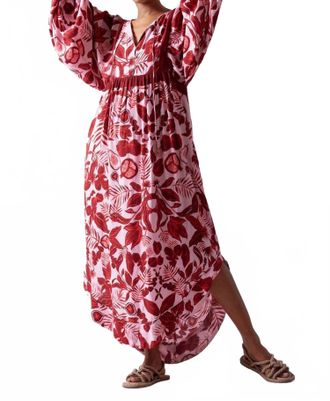 Celina Moon Zineb Maxi Kaftan Dress In Red Rabella