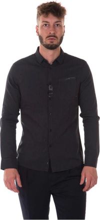 Armani Jeans Blouses Shirts - Heren - Casual Overhemden - Zwart - M - Katoen - Overhemden