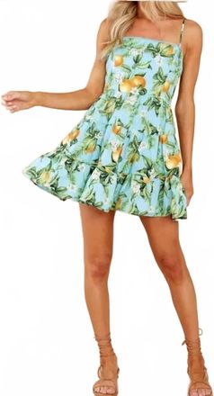 BB Dakota Summer Orchard Dress In Sky Blue Floral