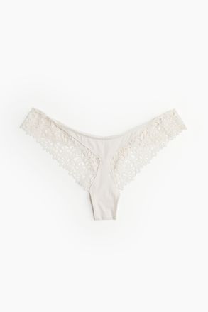 H&M Brazil Slip mit Stickerei - Blassbeige