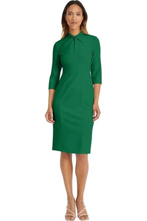 Donna Morgan Quarter Sleeve Twisted Neck Sheath Dress In For Garden