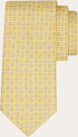 Ferragamo Men Gancini print silk tie Yellow