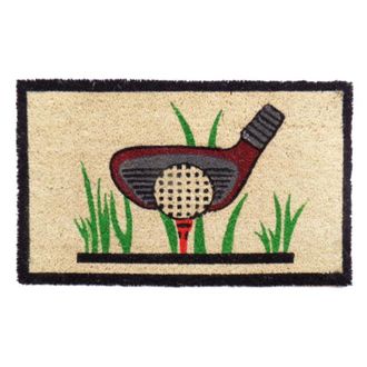 Imports Decor Golf Coir Door Mat, Golfer Coconut Fiber Doormat with Non-Slip PVC Backing, Indoor Outdoor Sports Entrance Rug
