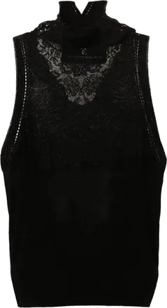 Ermanno Scervino lace-panel fine-knit top - women - Cashmere/Cotton - 44 - Black