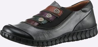 Gemini Slipper GEMINI, Damen, Gr. 36, grau (grau, schwarz), Glattleder, Schuhe Slipper