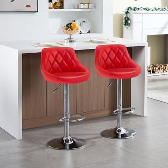 Woltu Woltu Lote De 2 Taburetes De Bar De Dise&ntilde;o Con Respaldo Rojo