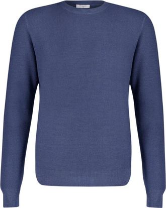 Boglioli Elegante Blauwe Wollen Trui - Heren - Ronde hals truien - Blauw - M - Wol - Truien & Vesten