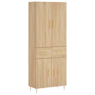 vidaXL Vidaxl - Aparador Alto Madera Contrachapada Color Roble 69,5x34x180 Cm