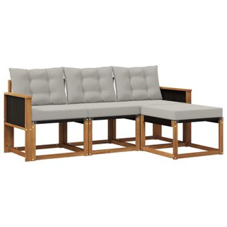 vidaXL Conjunto De Sof&aacute;s De Exterior 4 Pcs Natural Y Gris Claro Vidaxl