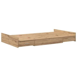 Berkfield Home Storage Bed Frame with Drawer Artisan oak 120 x 200 cm Melamine in Brown