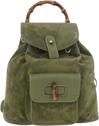 Gucci Pre-owned Backpacks, female, Green, Size: ONE SIZE Pre-owned Bamboo Backpack